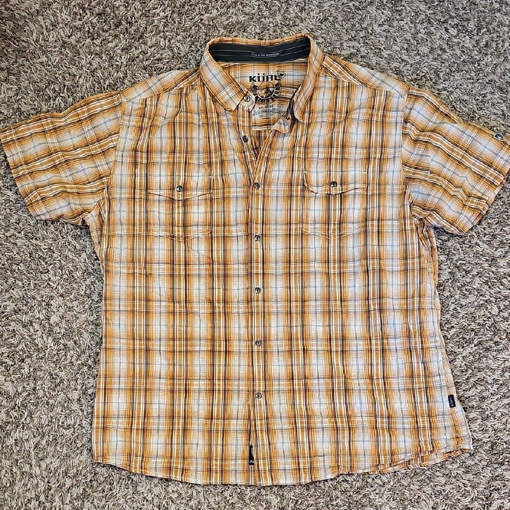 Kuhl Men's Casual Plaid Shirt - Yellow and Brown